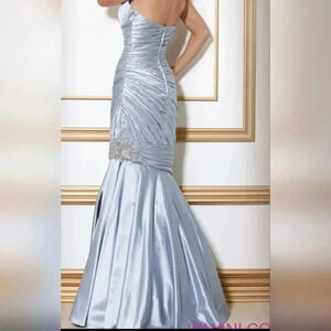 Jovani Formal Strapless Beaded Embellished Crystal Evening Gown Gray Siz…